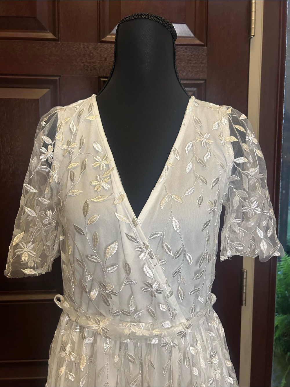 Baltic Born White Embroidered Floral Mesh Maxi Dress Small Cottagecore - Picture 10 of 11